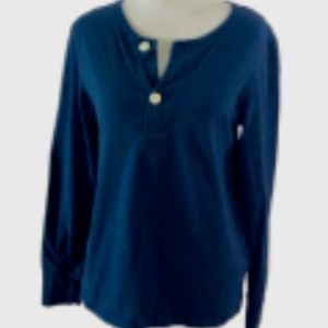 Everlane Women’s 100% Cotton Navy Blue Long Sleeve Henley Size Medium